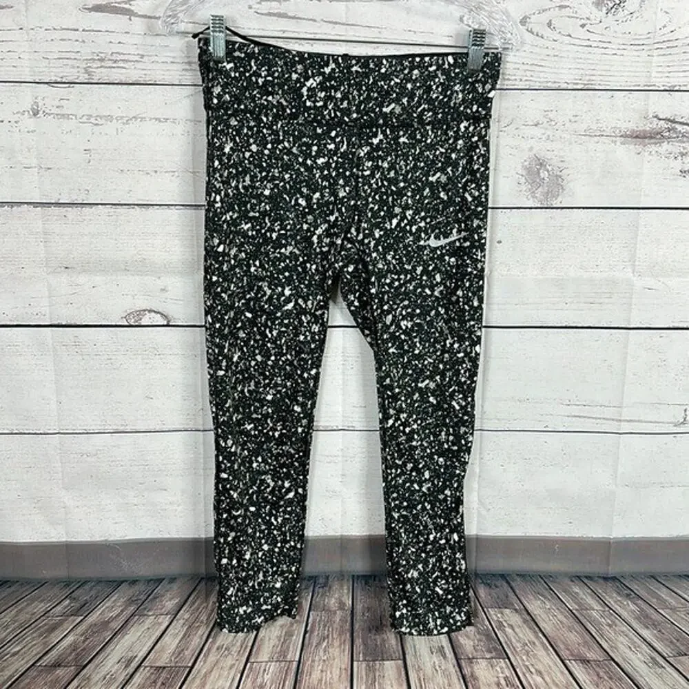 Nike Leggings Womens Medium Black‎ Gray Legging Crop Performace Gym Training